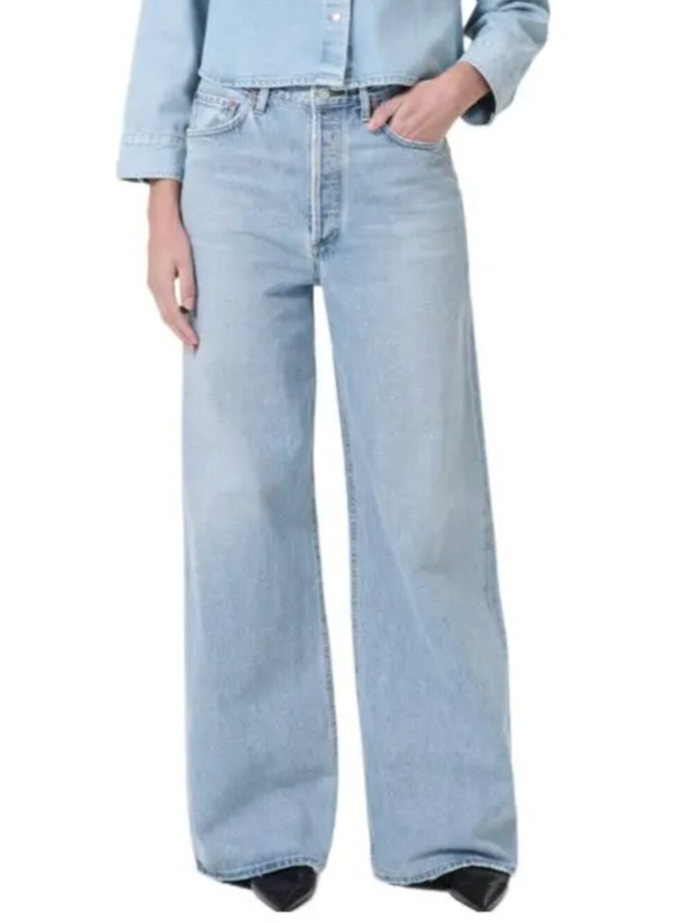 Agolde Dame Wide Leg Jeans Denim Light Wash Blue High Rise Size 31
